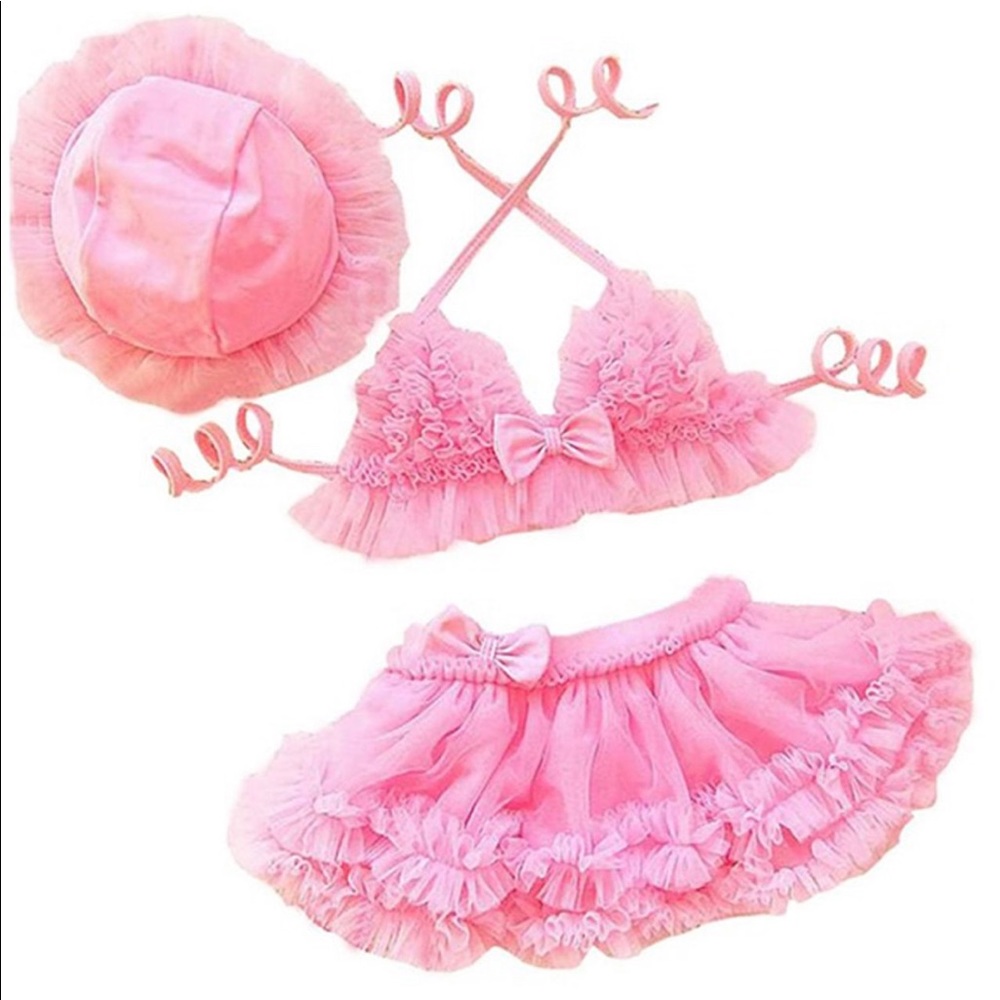 Baby Girls Pink tulle swimsuit